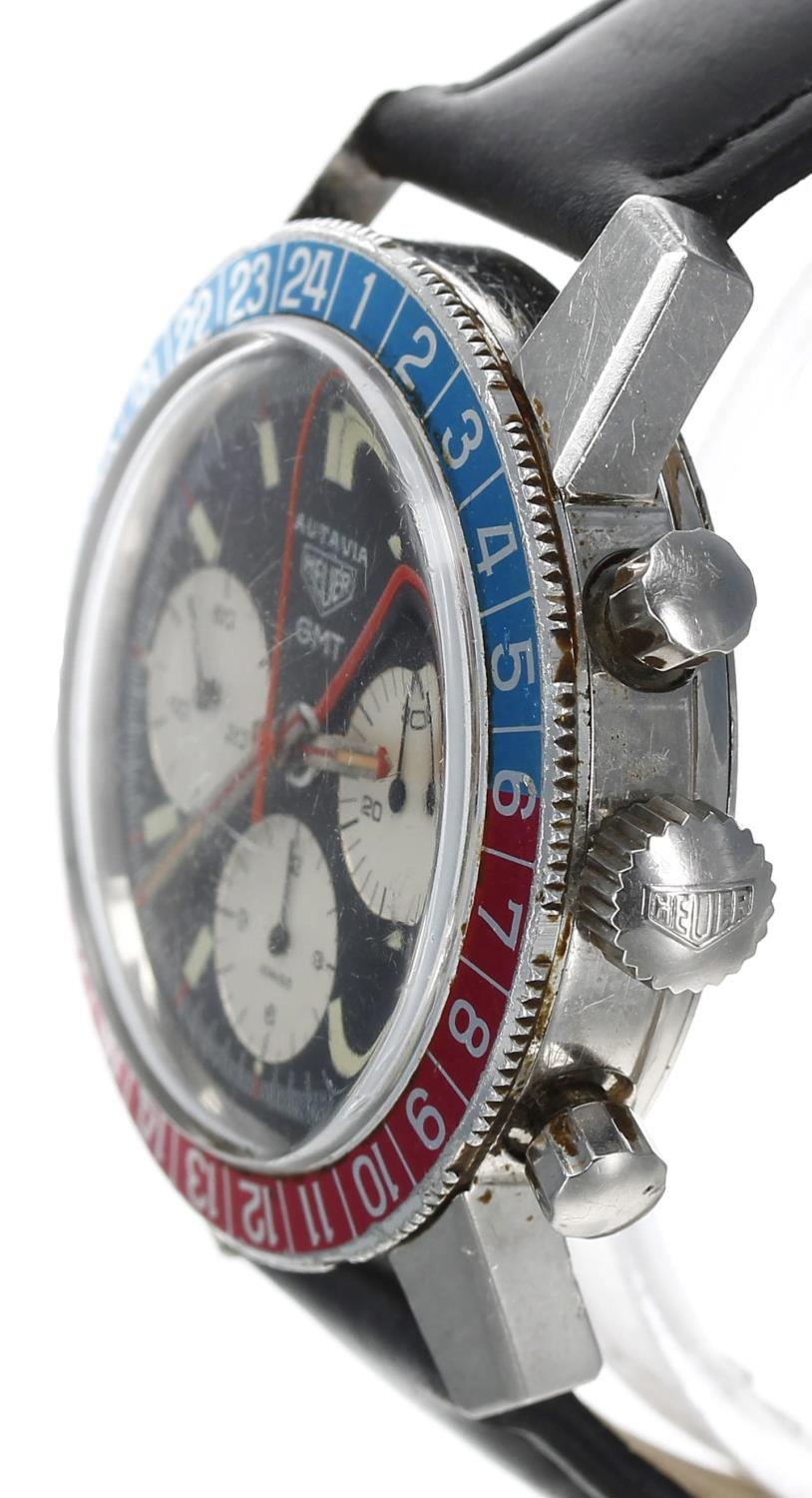 Rare Heuer Autavia GMT Chronograph stainless steel gentleman's wristwatch, reference no. 2446C, - Image 2 of 5