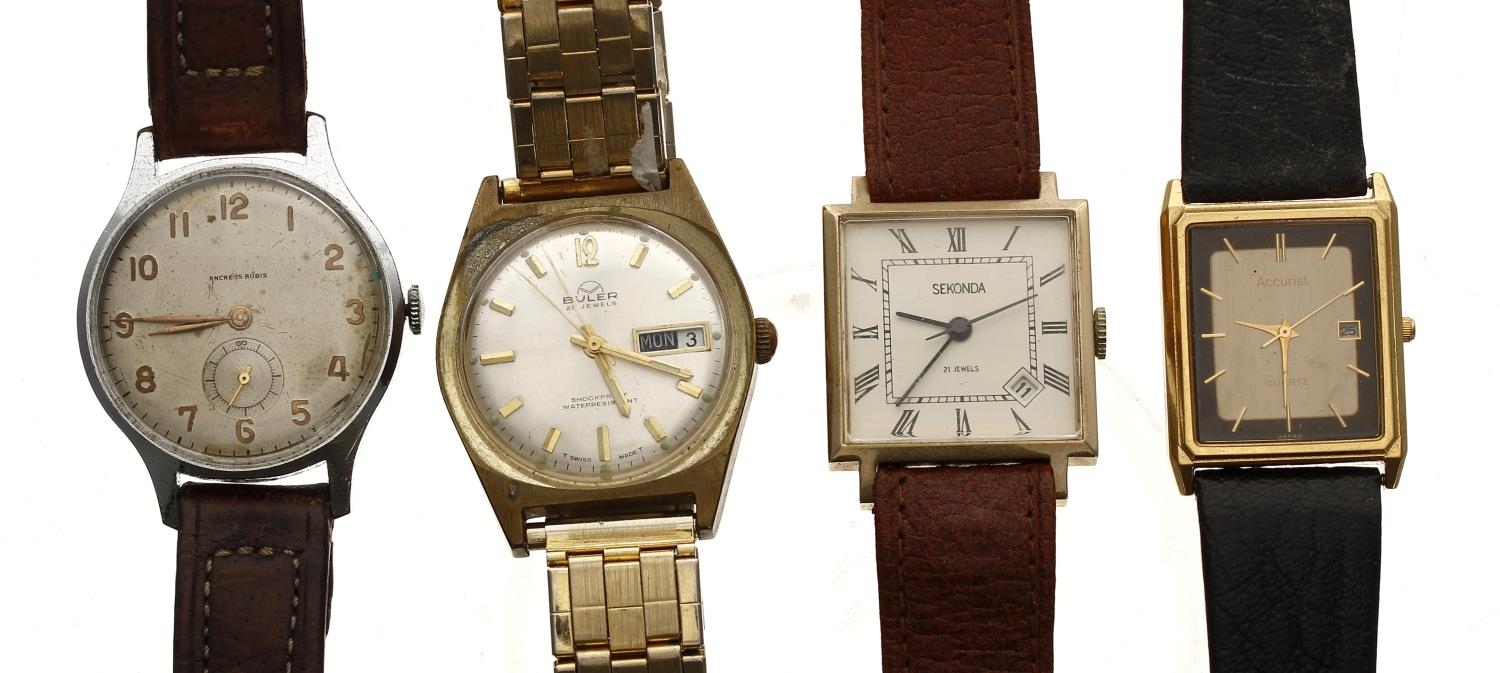 Four gentleman's wristwatches to include Buler, Sekonda, Accurist Quartz (4)