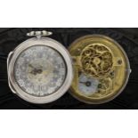John Wilter, London - English 18th century silver pair cased verge calendar pocket watch, the