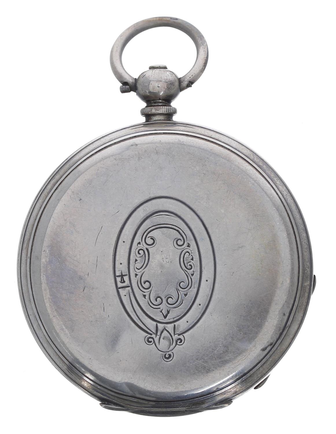 Swiss silver (0.935) lever pocket watch, three quarter plate movement inscribed 'Compensated - Image 4 of 4