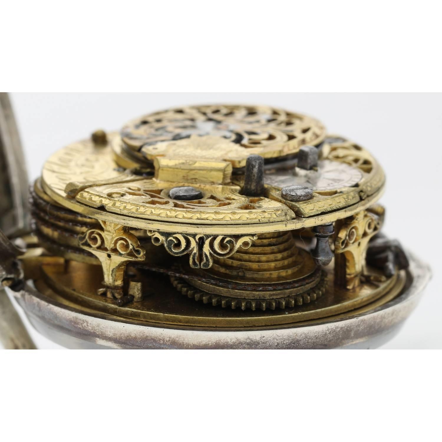 George Clarke, London - mid-18th century silver pair cased verge pocket watch made for the Turkish - Image 6 of 10