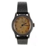 Omega mid-size stainless steel gentleman's wristwatch, case no. 9751519, circular patina dial with