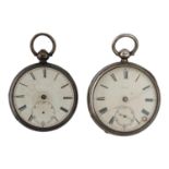 Two Victorian silver fusee lever pocket watches for repair, London 1837 and Chester 1887, makers