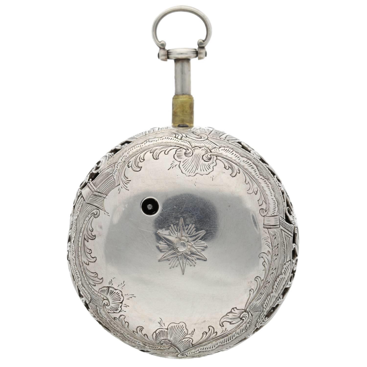 William Moore, London - mid-18th century English quarter repeating silver pair cased verge pocket - Image 11 of 12