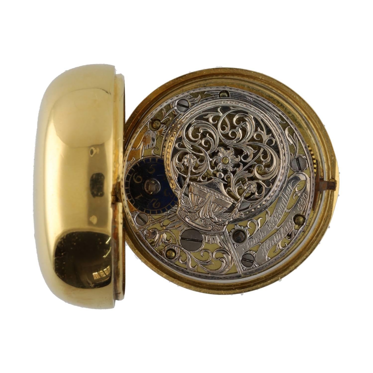 Finch & Bradley, Halifax - fine 18th century gilt pair cased verge pocket watch, the movement with - Image 3 of 6