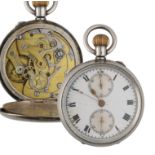 Silver centre seconds chronograph lever pocket watch, import hallmarks London 1923, unsigned gilt