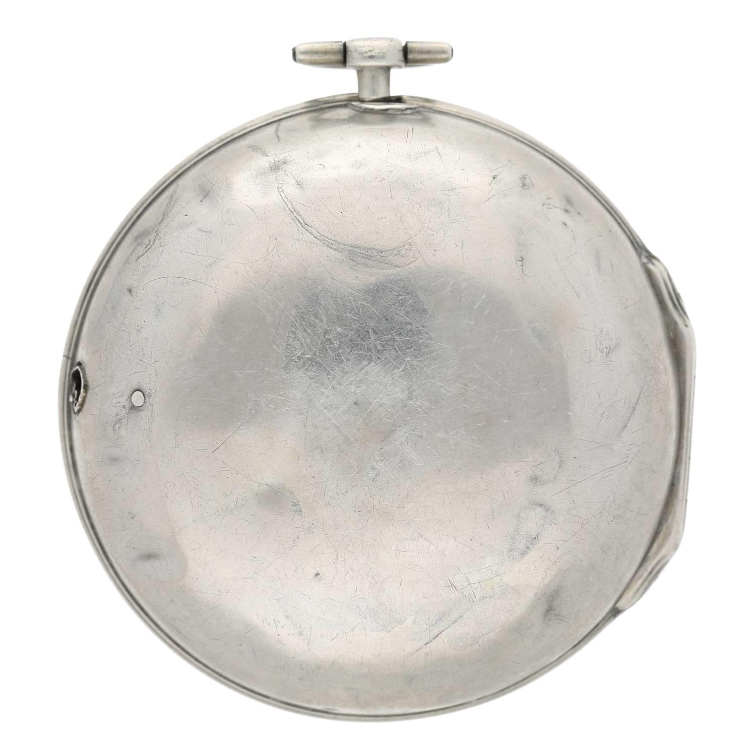 Paulus Bramer En Zoom, Amsterdam - Dutch 18th century silver pair cased verge calendar pocket watch, - Bild 8 aus 10