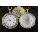 William Moore, London - mid-18th century English quarter repeating silver pair cased verge pocket