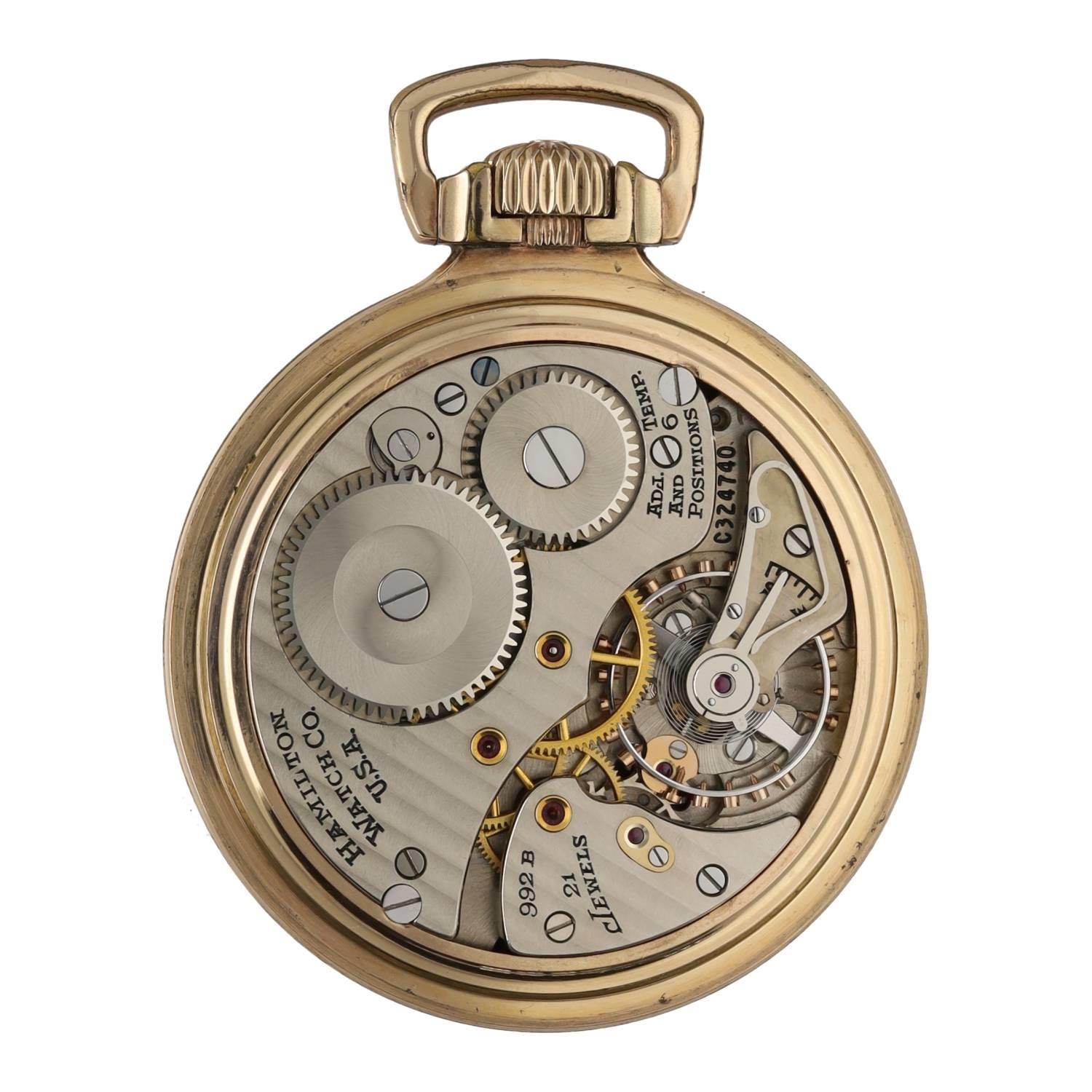 Hamilton 'Railway Special' gold plated lever set pocket watch, circa 1948, serial no. C324740, - Image 3 of 4
