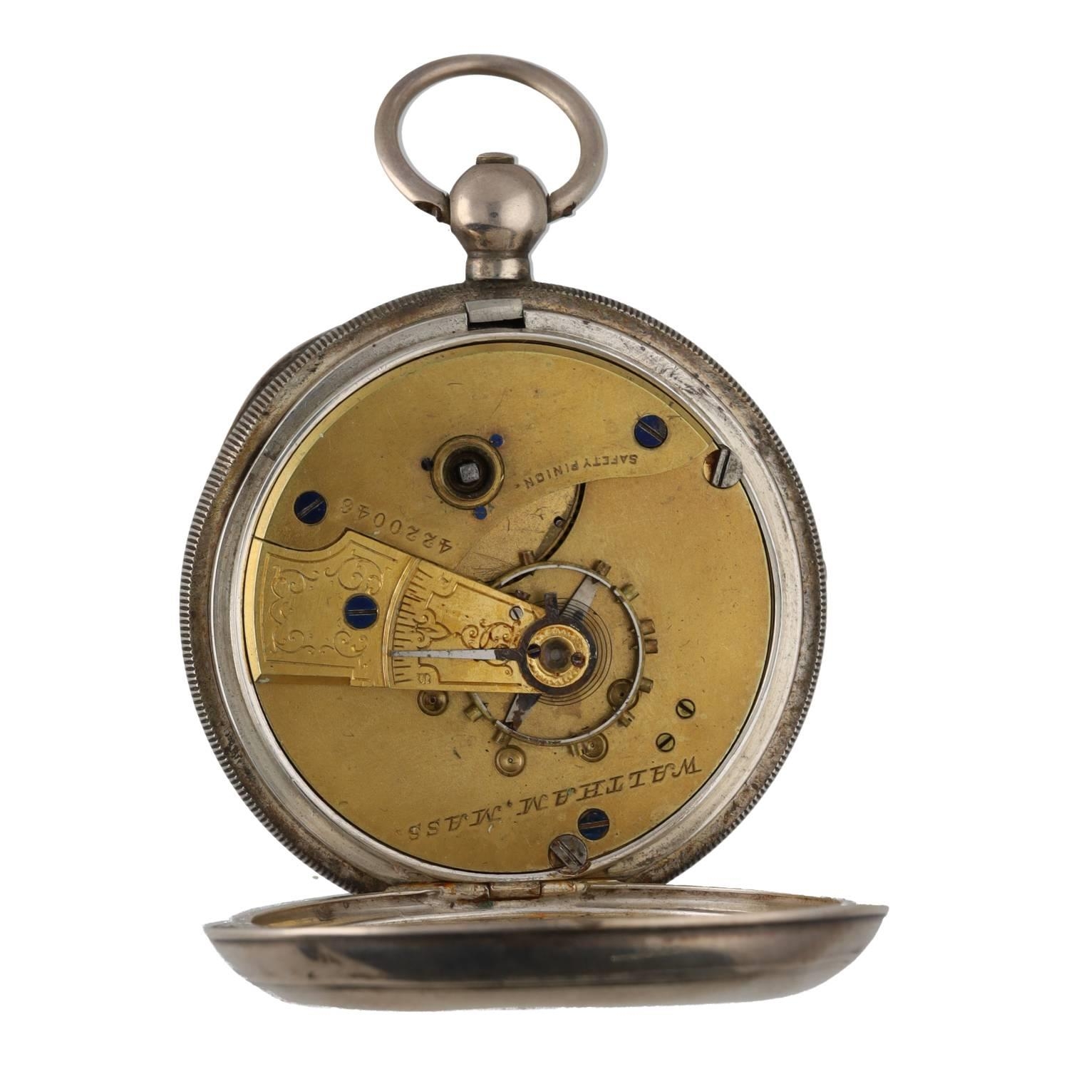 American Waltham silver lever pocket watch, circa 1889, serial no. 4220046, signed movement with - Image 2 of 3