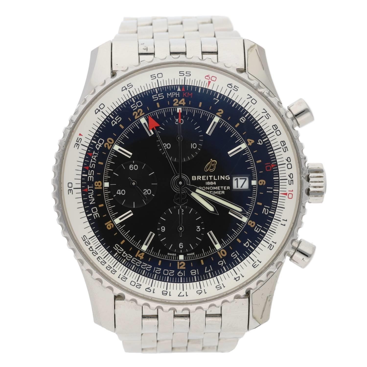 Breitling Navitimer Chronograph GMT 46 automatic stainless steel gentleman's wristwatch, reference - Image 2 of 4