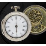Jno. Lownt, Fecit - George III English silver pair cased verge pocket watch, London 1769, signed