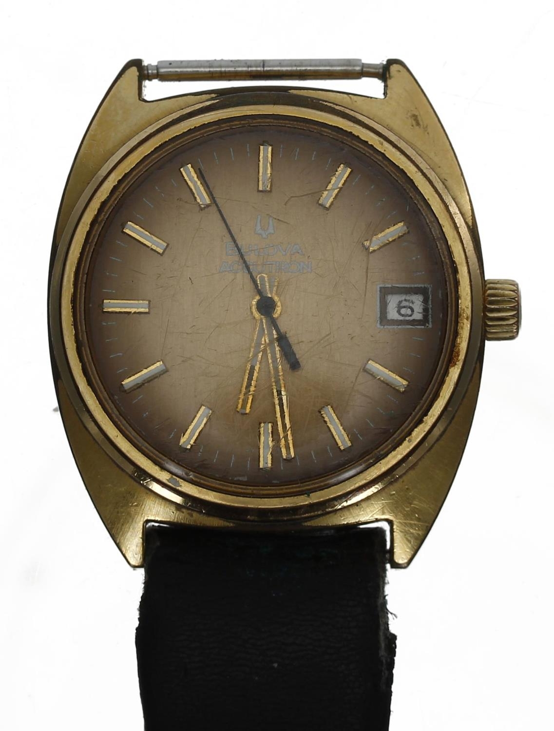 Bulova Accutron gold plated and stainless steel gentleman's wristwatch, circa 1977, circular two-