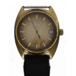 Bulova Accutron gold plated and stainless steel gentleman's wristwatch, circa 1977, circular two-