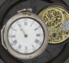 Robert Derwood, London - George III English silver pair cased verge pocket watch, London 1775,