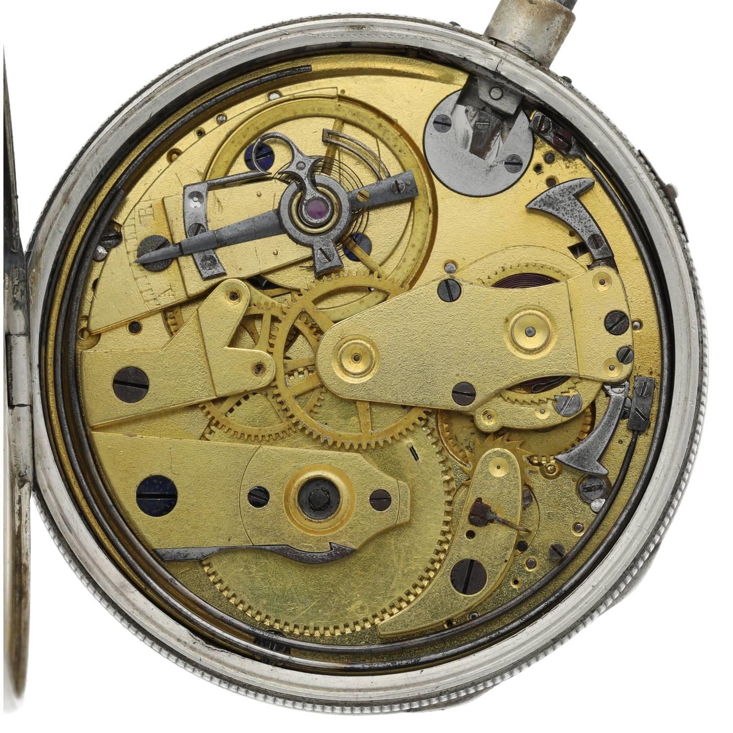 Breguet - French 19th century white metal quarter repeating pocket watch, plunge repeat gilt ruby - Image 4 of 13