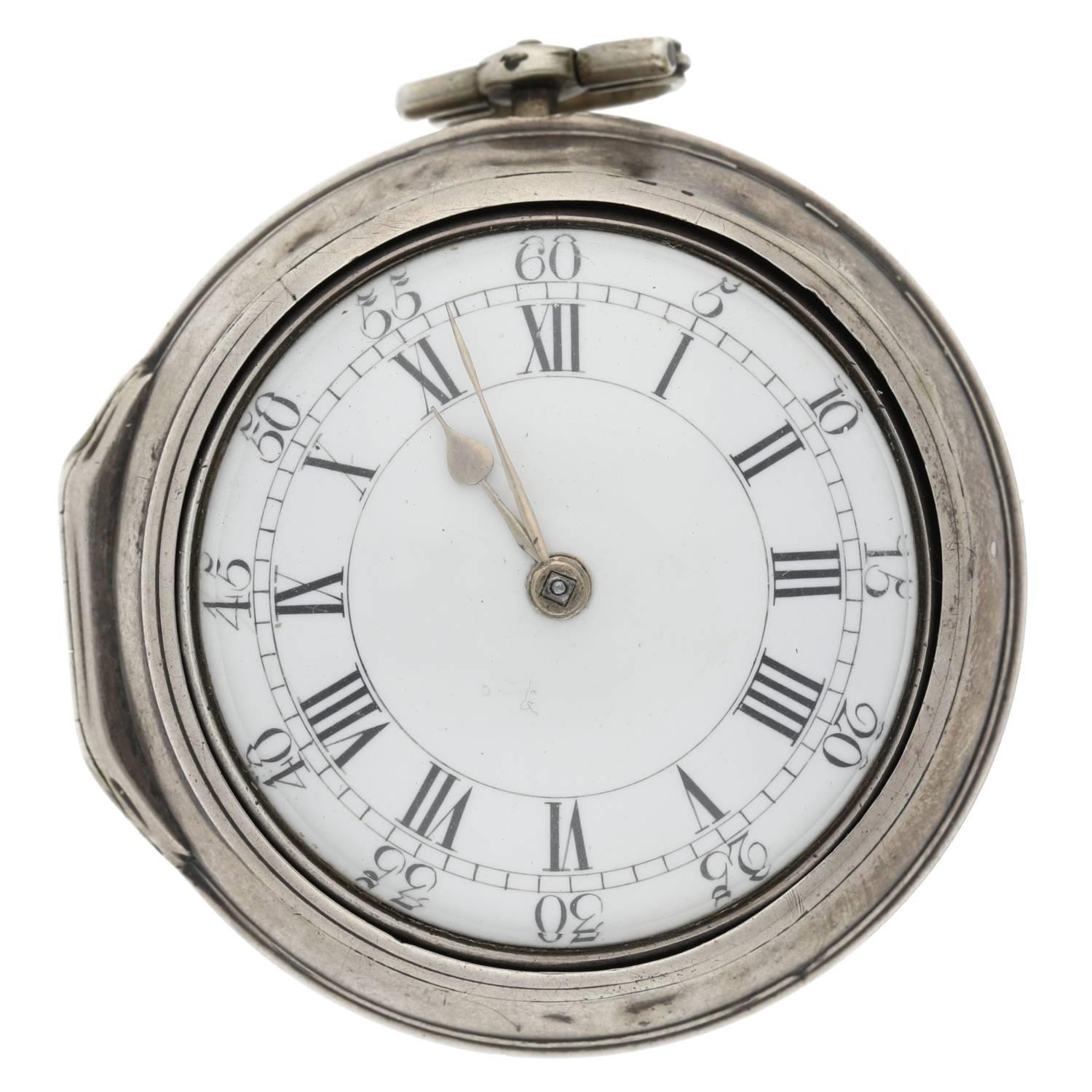 Robert Derwood, London - George III English silver pair cased verge pocket watch, London 1775, - Image 2 of 7