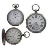 White metal lever engine turned hunter pocket watch, the movement, cuvette and dial signed 'French