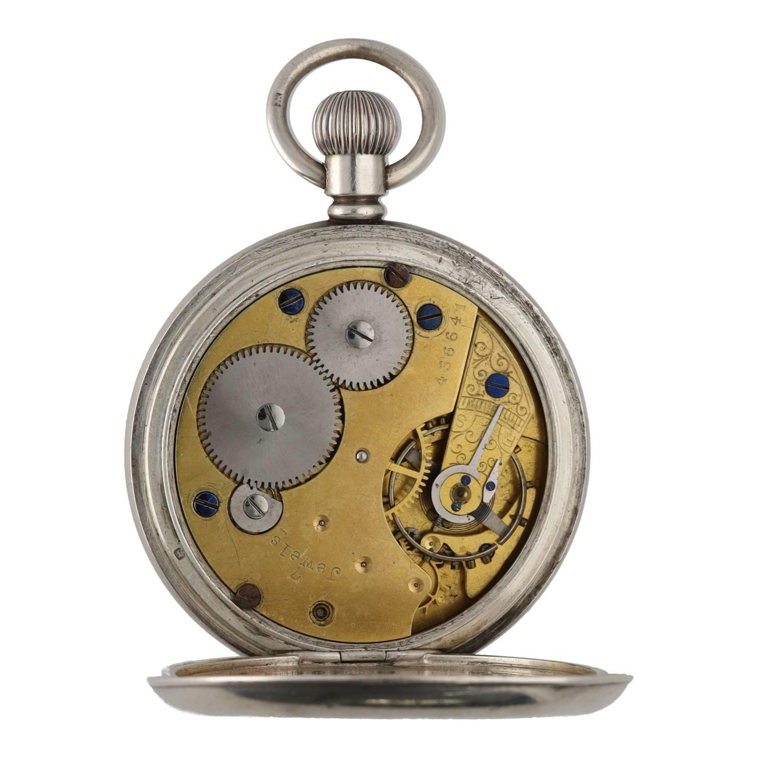 George V silver lever pocket watch, Birmingham 1918, 7 jewel three quarter plate movement, no. - Bild 2 aus 3