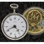 George Prior, London - English 18th century silver repoussé pair cased verge pocket watch for the