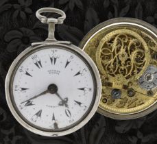 George Prior, London - English 18th century silver repoussé pair cased verge pocket watch for the