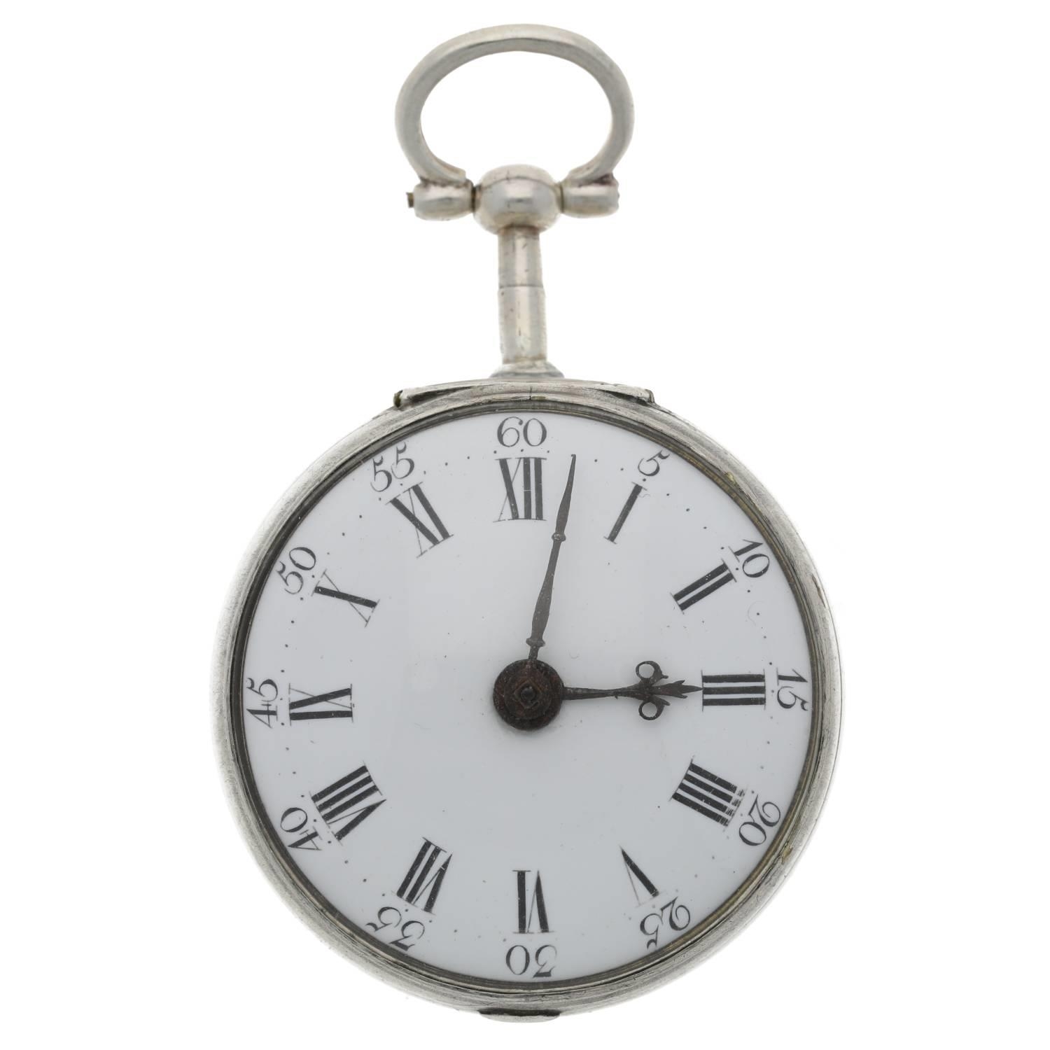 Nath'l Egdch, London - George III silver repoussé pair cased verge pocket watch for the Dutch - Image 3 of 10