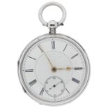 Victorian silver fusee lever pocket watch, Chester 1873, unsigned movement, no. 10741, sprung gold