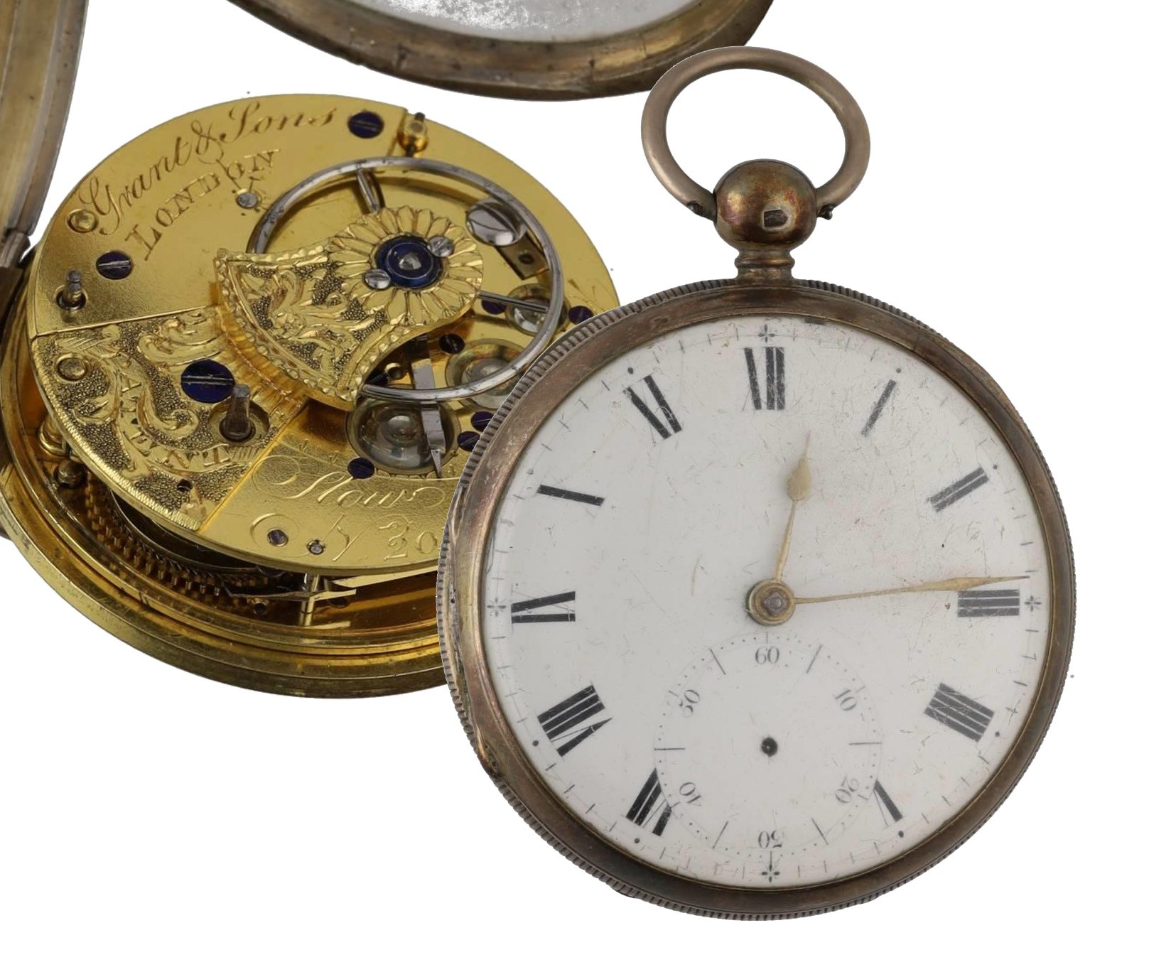 Grant & Sons, London - mid-19th century silver fusee rack lever pocket watch, Dublin 1862, signed