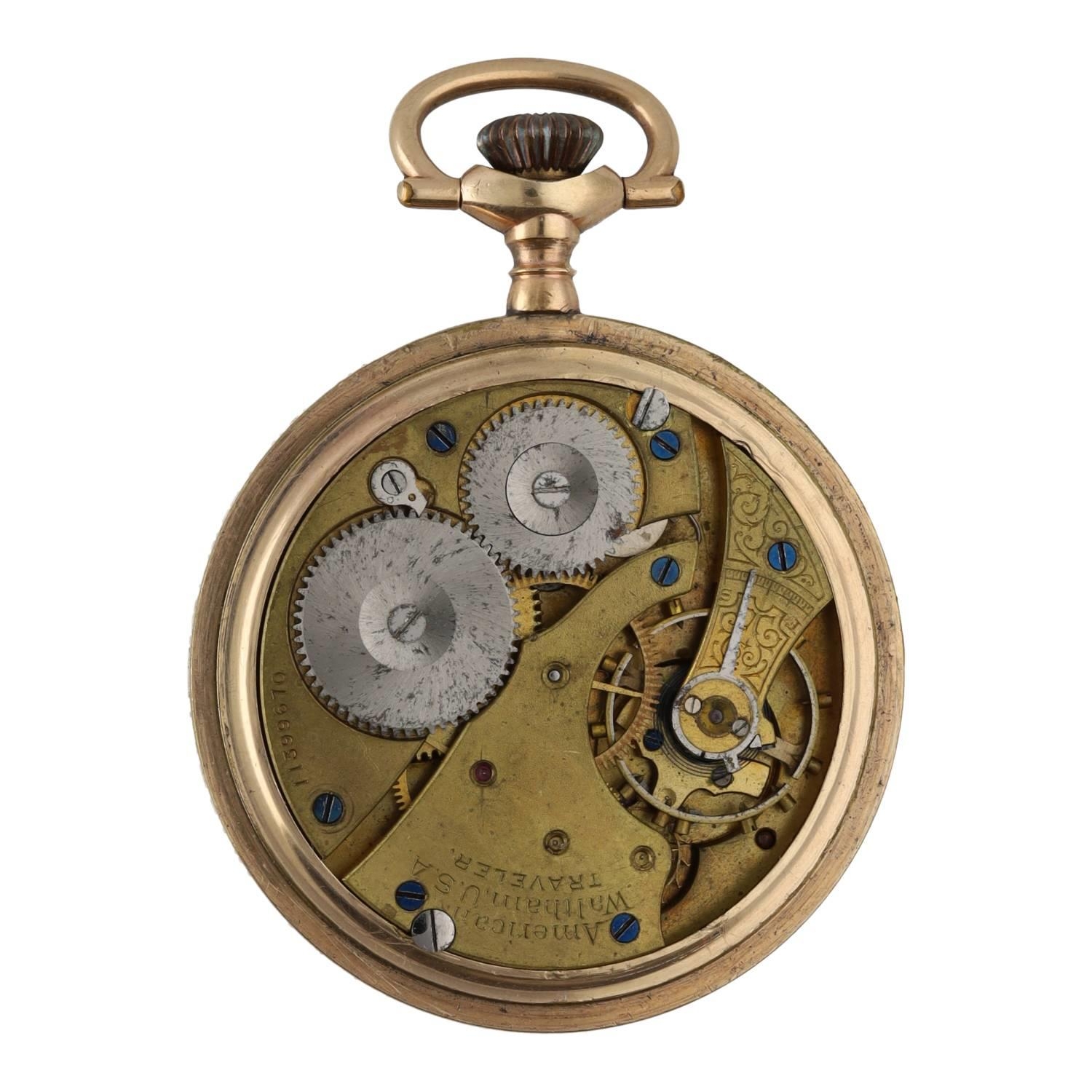 American Waltham 'Traveler' gold plated lever pocket watch, circa 1902, serial no. 11399670, - Image 3 of 4