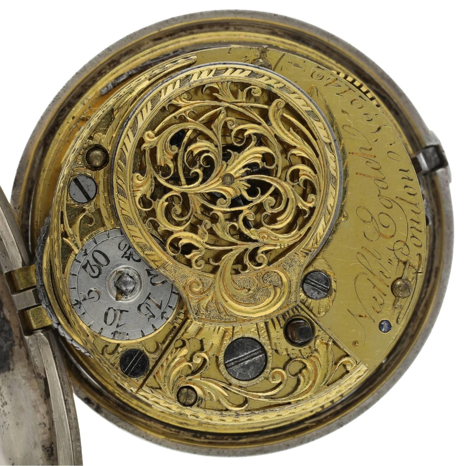 Nath'l Egdch, London - George III silver repoussé pair cased verge pocket watch for the Dutch - Bild 4 aus 10