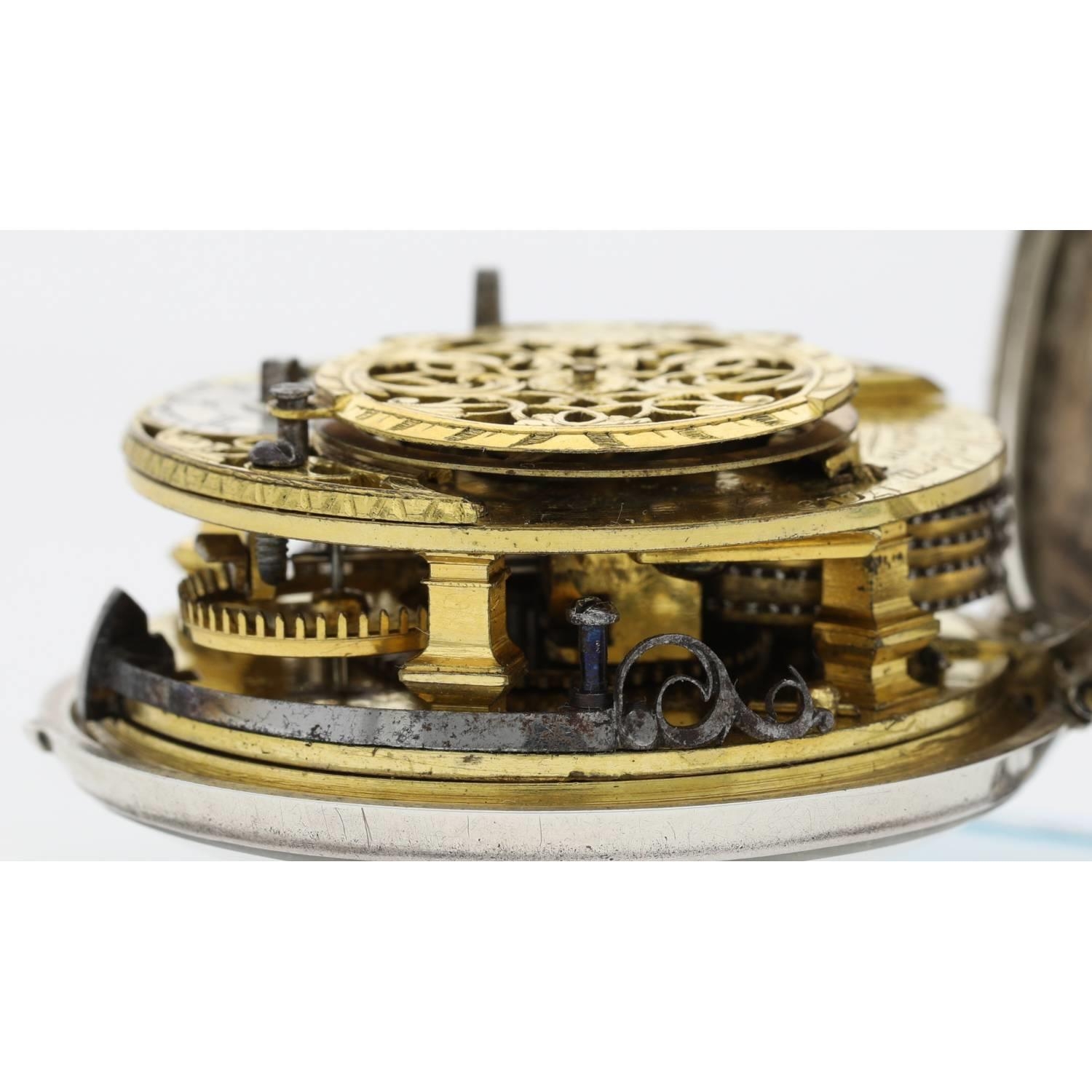 Samuel Weldon, London - English 18th century silver pair cased verge pocket watch, signed fusee - Image 7 of 11