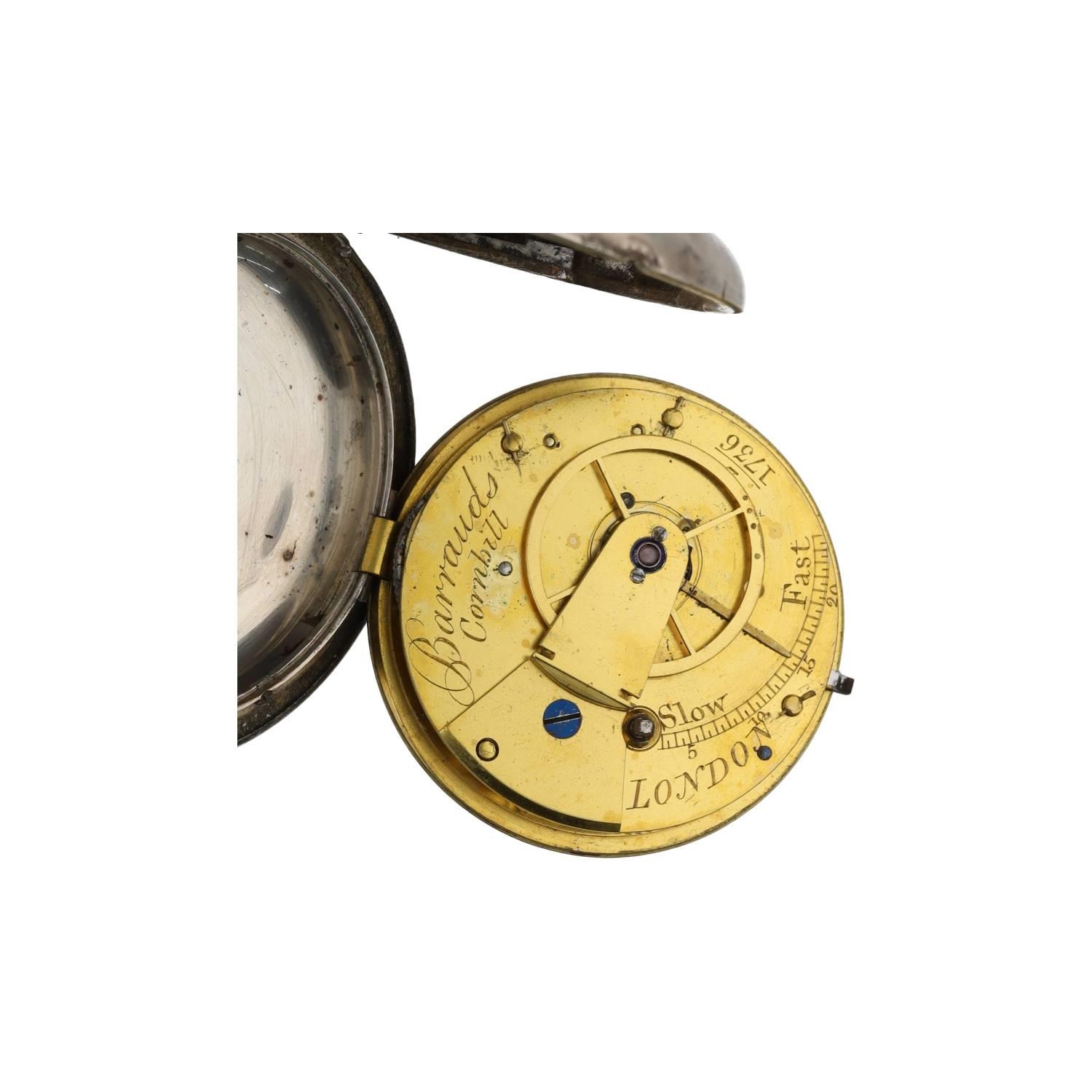 Barrauds, London - George IV silver verge hunter pocket watch, London 1824, the fusee movement - Image 3 of 5