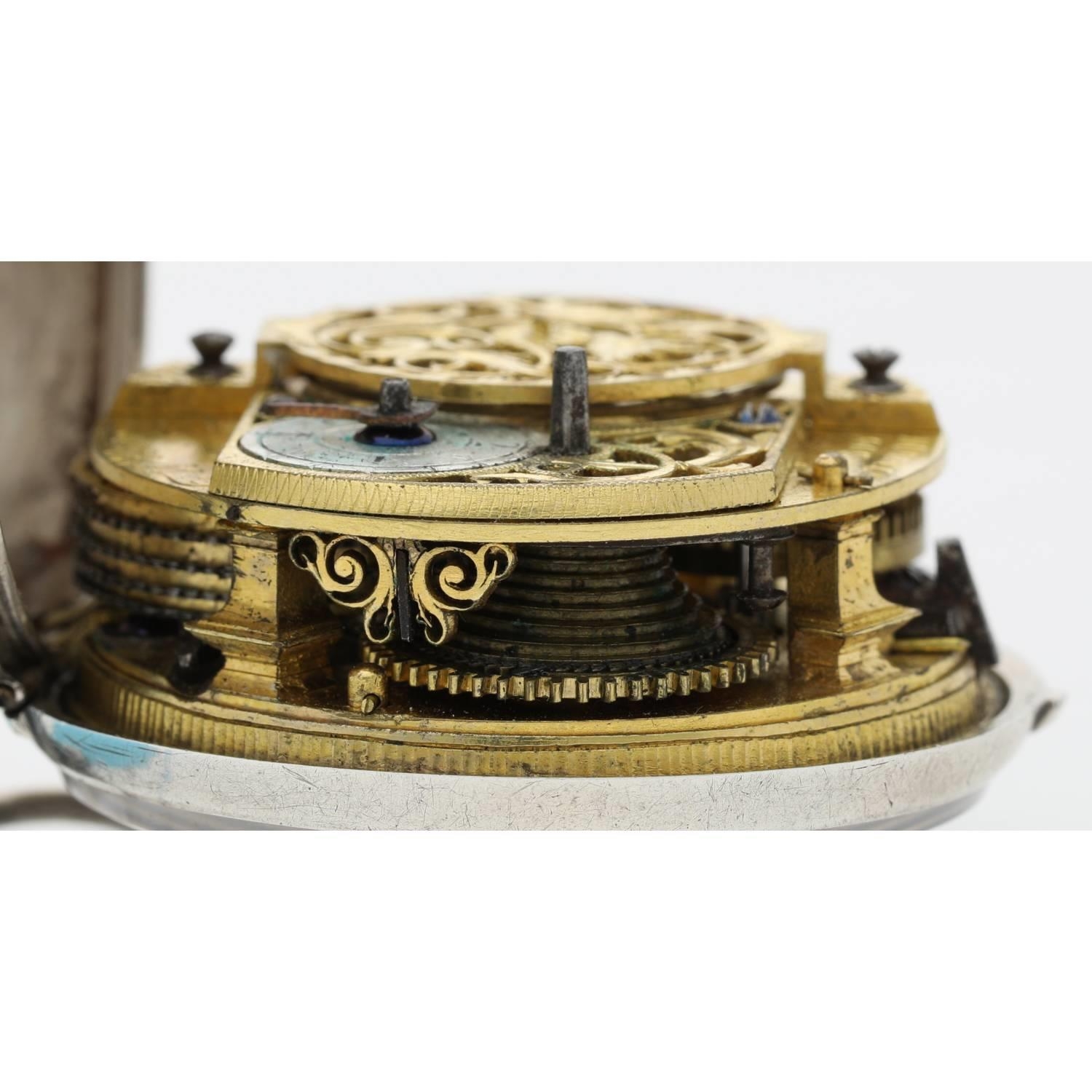 John Wilter, London - English 18th century silver pair cased verge calendar pocket watch, the - Image 5 of 11