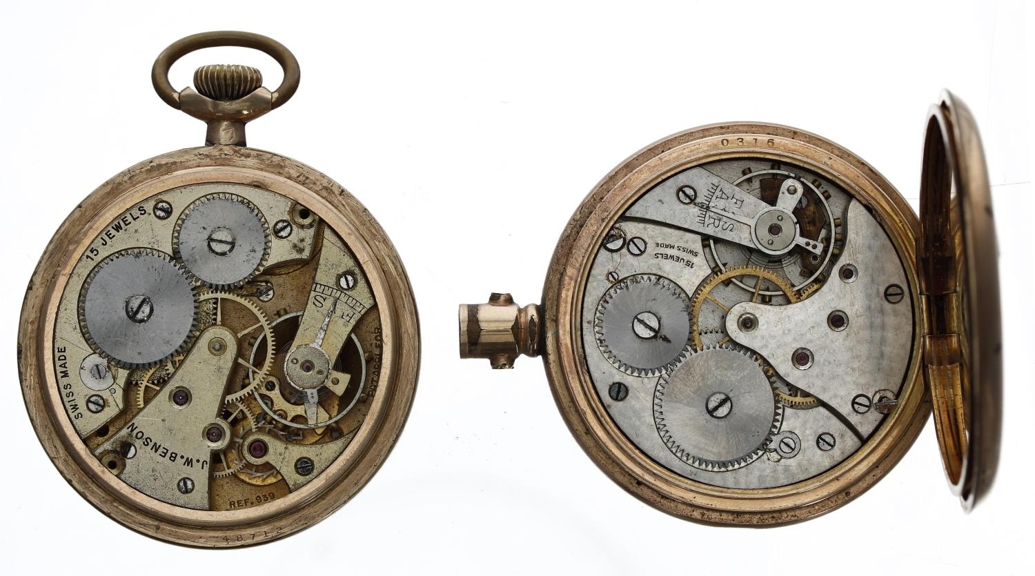 Swiss gold plated lever pocket watch for repair, 15 jewel, Dennison Star case, 50mm; together with a - Image 3 of 3