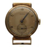 1940s 9ct swing-lug gentleman's wristwatch, London 1948, circular bronze dial signed Yeoman with