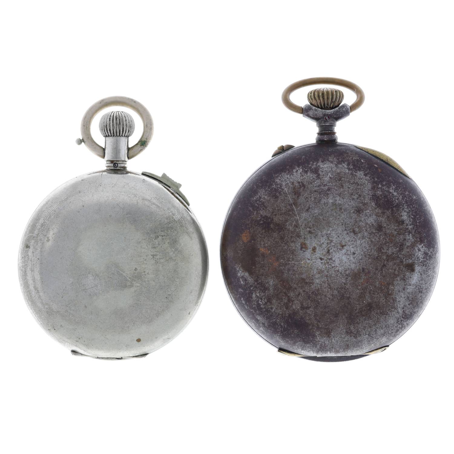 Gunmetal centre seconds chronograph lever pocket watch for repair, 56mm; together with a - Image 2 of 3