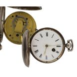William IV silver verge hunter pocket watch, London 1835, unsigned fusee movement, no. 57795,