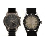 Corvette alarm nickel and stainless steel gentleman's wristwatch, later expanding bracelet, 34mm;