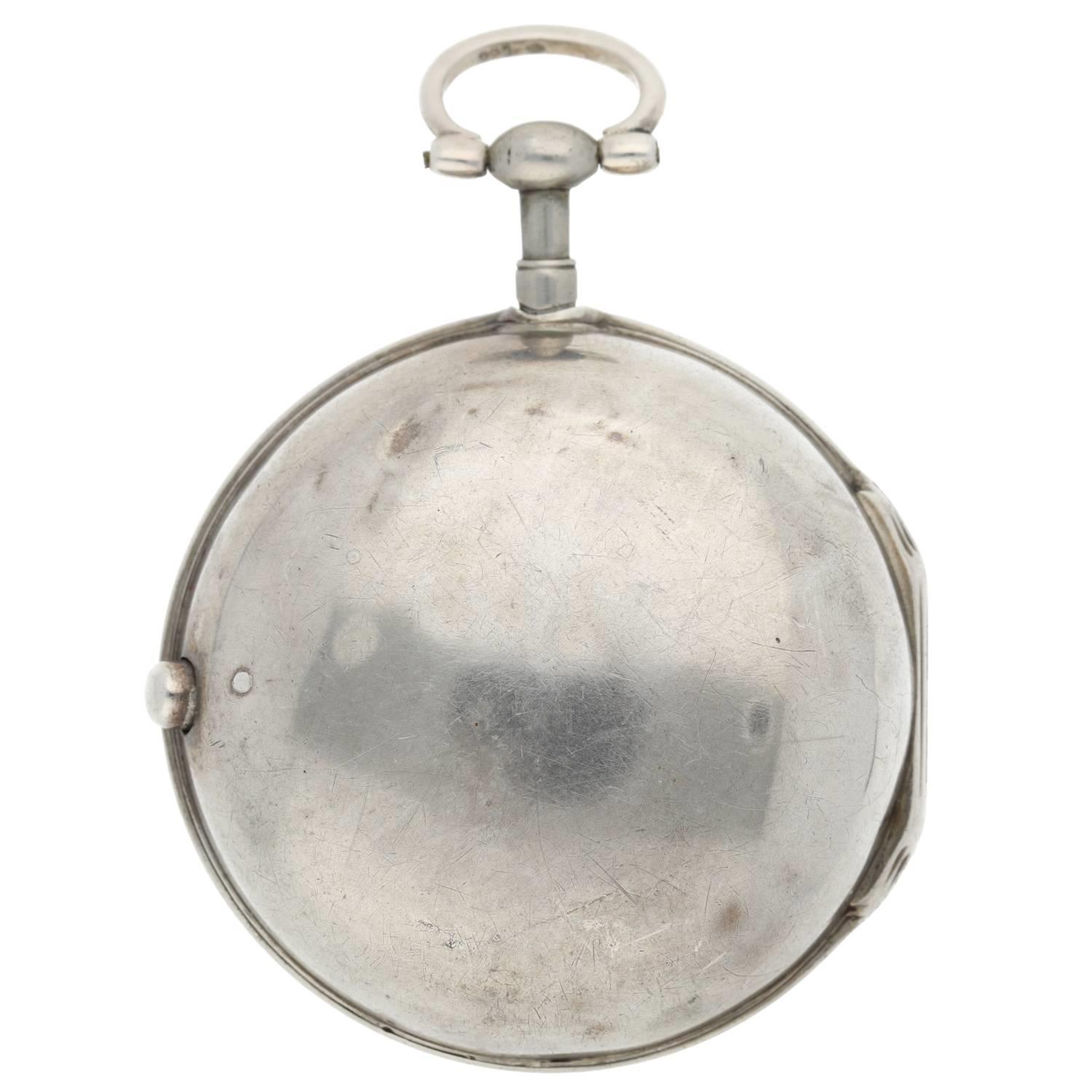 Archibald Lawrie, Carlisle - mid-18th century English silver pair cased verge pocket watch, signed - Image 8 of 10