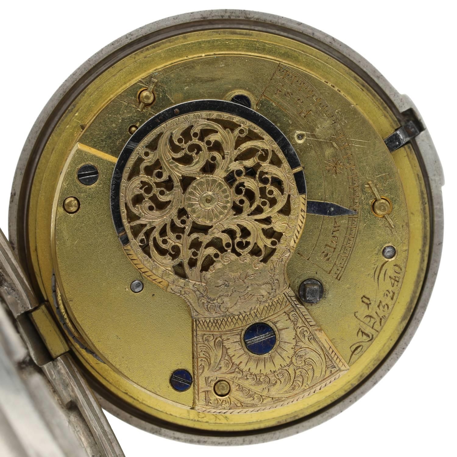 Early Victorian silver pair cased verge pocket watch, London 1840, unsigned fusee movement, no. - Image 4 of 7