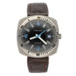 Le Cheminant automatic squared cased gentleman's wristwatch, circular grey dial with applied blue/