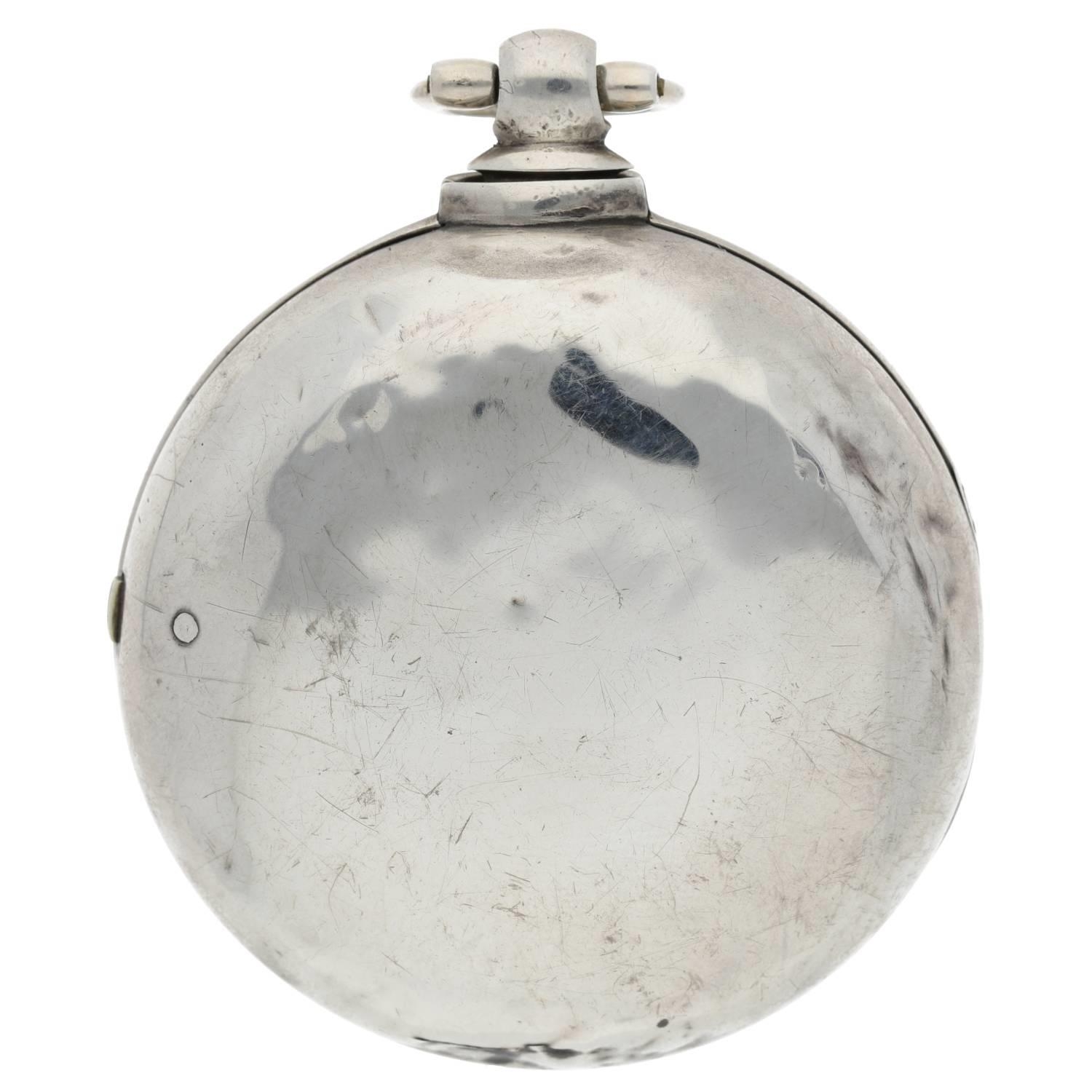 Early Victorian silver pair cased verge pocket watch, London 1840, unsigned fusee movement, no. - Image 5 of 7