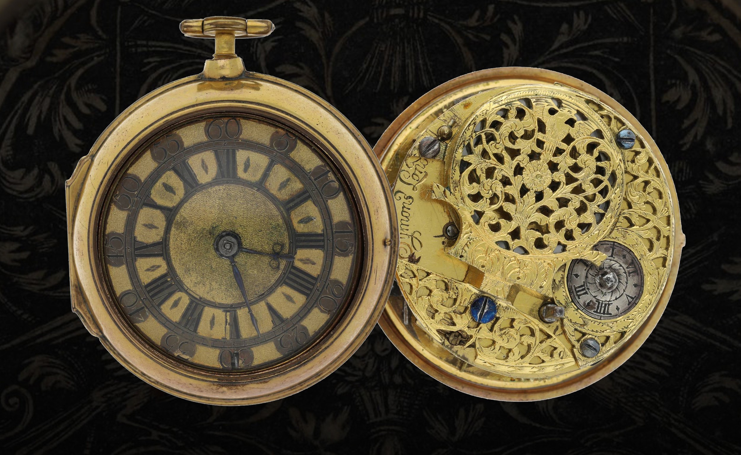 Symons, London - late 17th century English gold and gilt pair cased verge pocket watch, signed