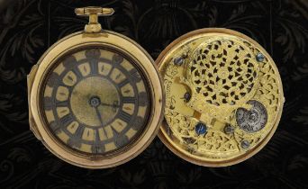 Symons, London - late 17th century English gold and gilt pair cased verge pocket watch, signed