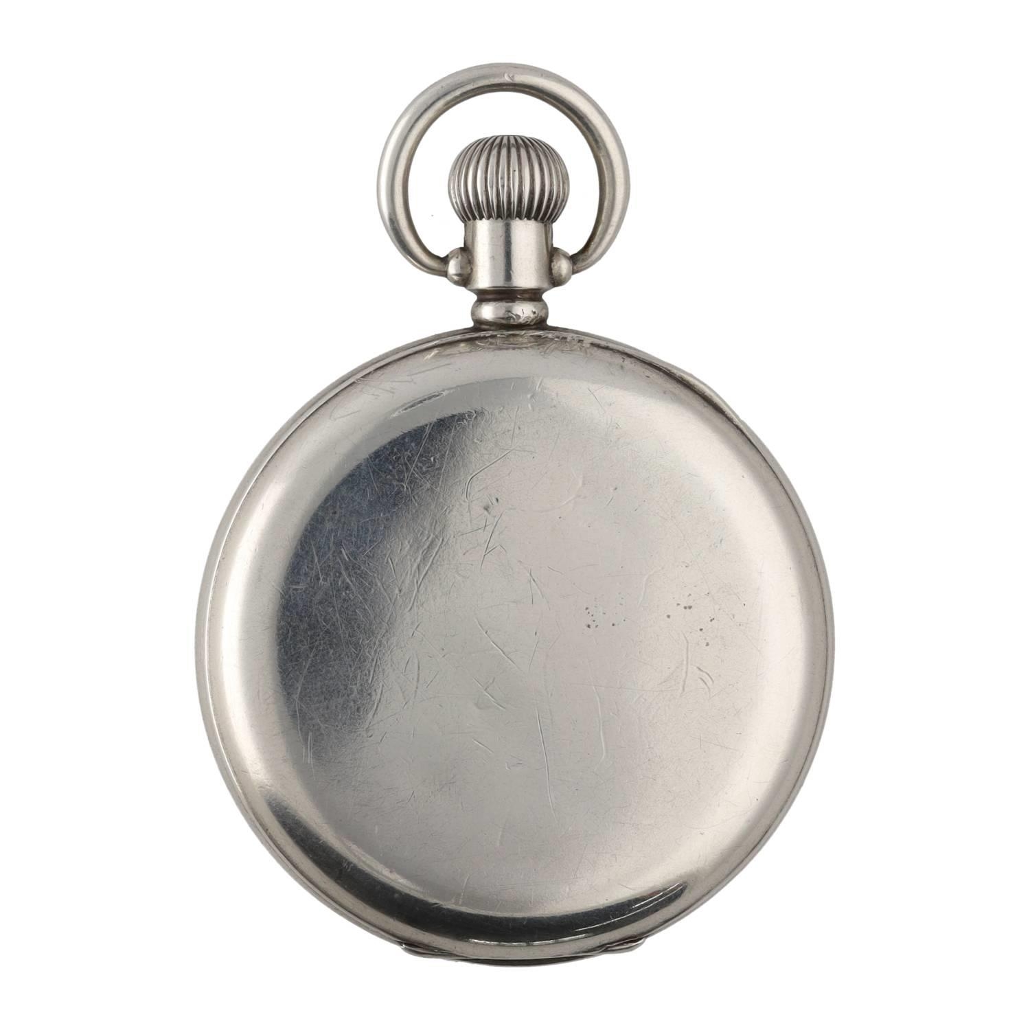 American Waltham silver lever pocket watch, circa 1920, serial no. 23853122, signed movement, hinged - Image 3 of 3