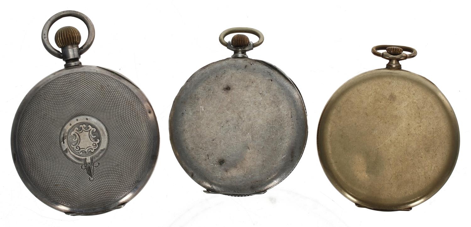 Omega silver (0.900) lever dress pocket watch for repair, signed movement, dial and case, 45mm; - Image 2 of 2