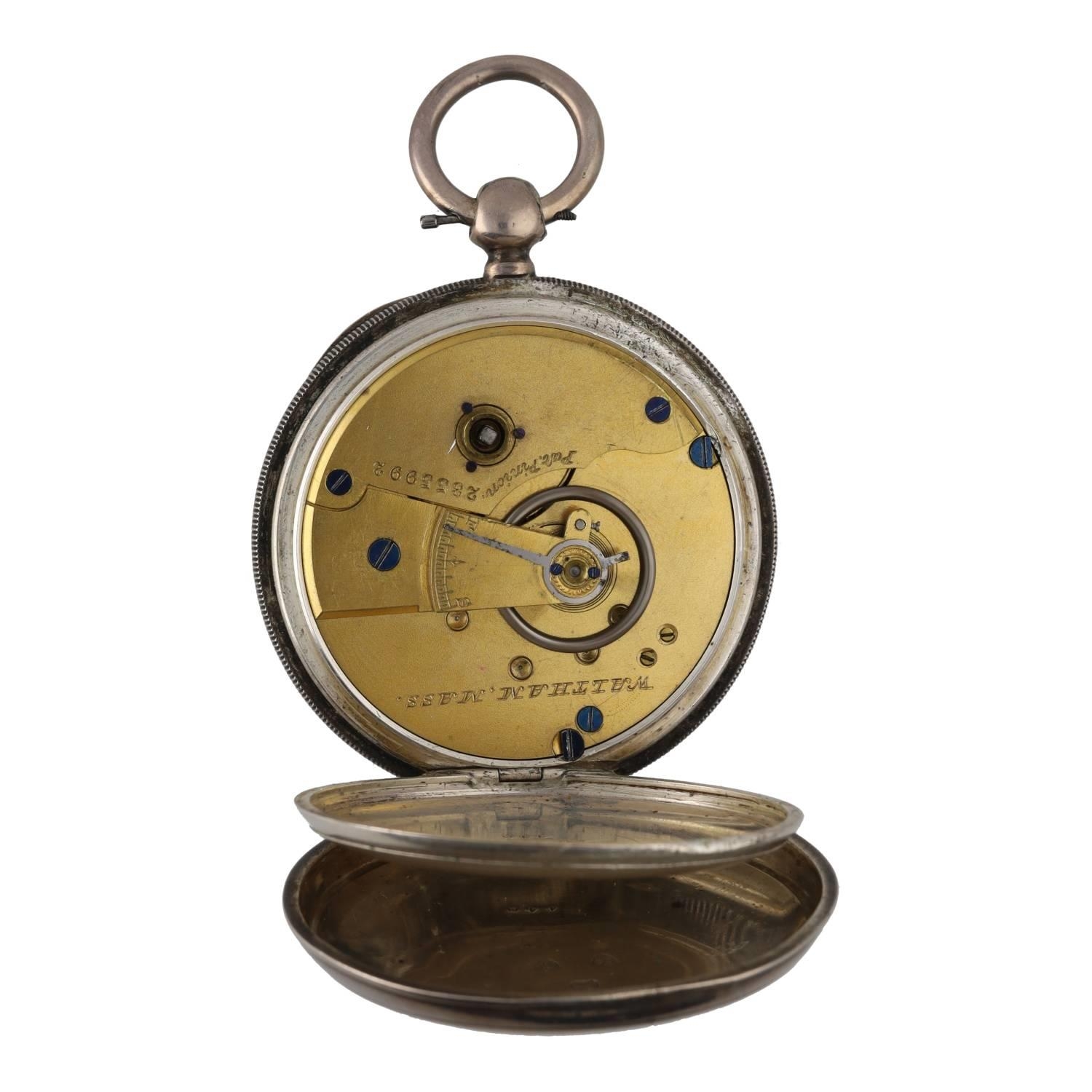 American Waltham silver lever pocket watch, circa 1884, serial no. 2355992, signed movement with - Image 2 of 3