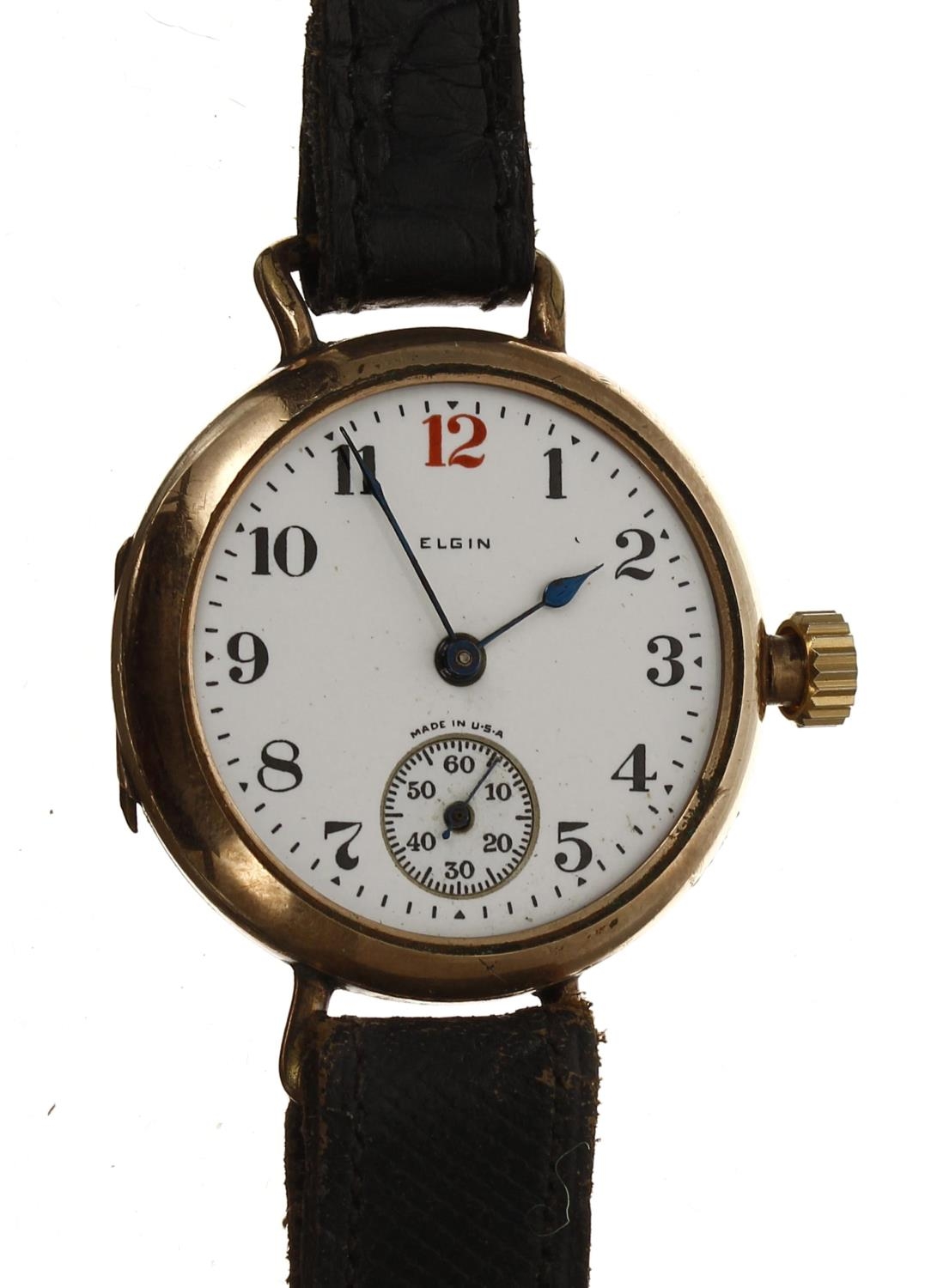 Elgin National Watch Co. mid-size wire-lug gold plated gentleman's wristwatch, serial no.