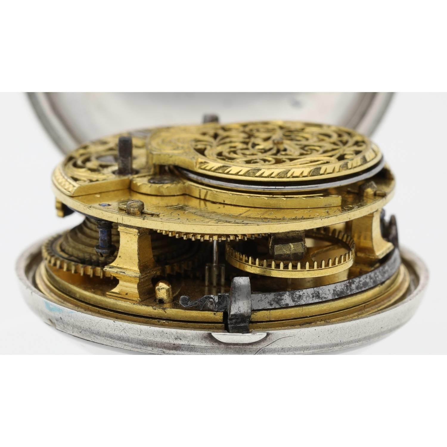 Nath'l Egdch, London - George III silver repoussé pair cased verge pocket watch for the Dutch - Bild 6 aus 10
