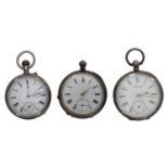 Silver (0.935) cylinder engine turned pocket watch for repair, 51mm; together with a silver (0.